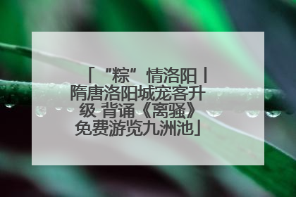 “粽”情洛阳丨隋唐洛阳城宠客升级 背诵《离骚》免费游览九洲池