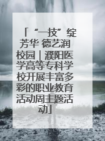 “一技”绽芳华 德艺润校园｜濮阳医学高等专科学校开展丰富多彩的职业教育活动周主题活动
