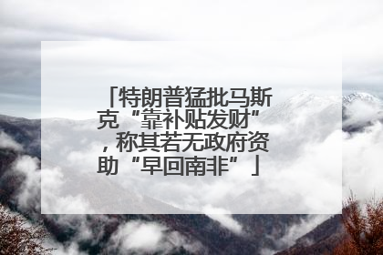 特朗普猛批马斯克“靠补贴发财”，称其若无政府资助“早回南非”