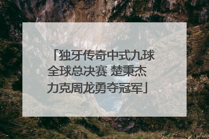 独牙传奇中式九球全球总决赛 楚秉杰力克周龙勇夺冠军