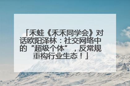 禾蛙《禾禾同学会》对话欧阳泽林：社交网络中的“超级个体”，反常规重构行业生态！