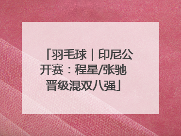 羽毛球｜印尼公开赛：程星/张驰晋级混双八强