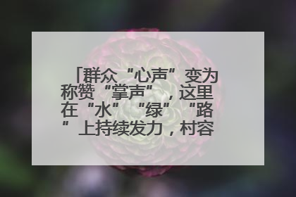群众“心声”变为称赞“掌声”，这里在“水”“绿”“路”上持续发力，村容村貌焕然一新