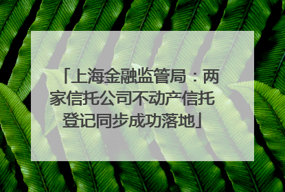 上海金融监管局：两家信托公司不动产信托登记同步成功落地