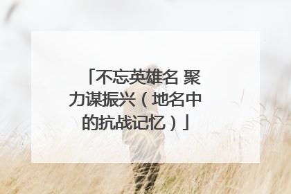 不忘英雄名 聚力谋振兴（地名中的抗战记忆）