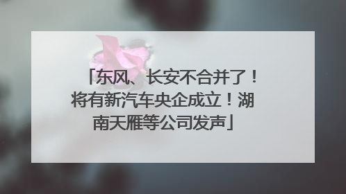 东风、长安不合并了！将有新汽车央企成立！湖南天雁等公司发声