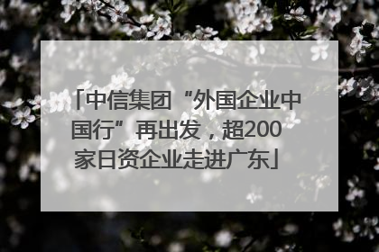 中信集团“外国企业中国行”再出发，超200家日资企业走进广东