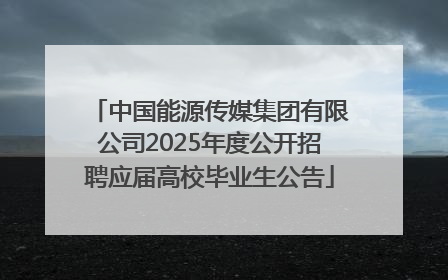 中国能源传媒集团有限公司2025年度公开招聘应届高校毕业生公告