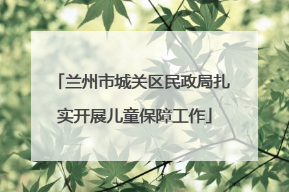 兰州市城关区民政局扎实开展儿童保障工作