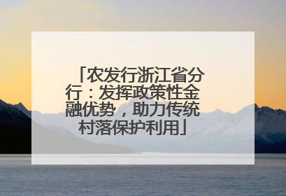 农发行浙江省分行：发挥政策性金融优势，助力传统村落保护利用