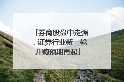 券商股盘中走强，证券行业新一轮并购预期再起