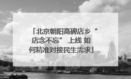 北京朝阳高碑店乡“店念不忘” 上线 如何精准对接民生需求