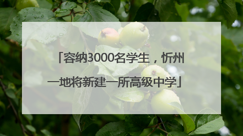 容纳3000名学生，忻州一地将新建一所高级中学