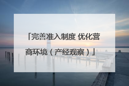 完善准入制度 优化营商环境（产经观察）