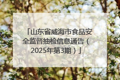 山东省威海市食品安全监督抽检信息通告（2025年第3期）