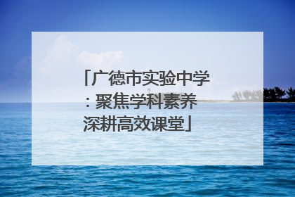 广德市实验中学：聚焦学科素养 深耕高效课堂