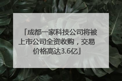 成都一家科技公司将被上市公司全资收购，交易价格高达3.6亿