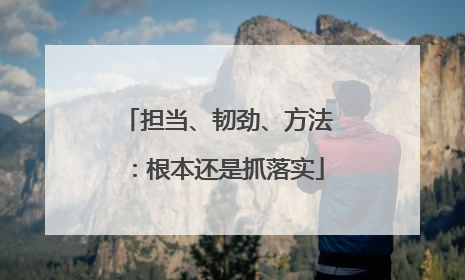 担当、韧劲、方法：根本还是抓落实