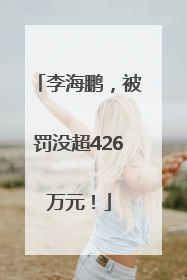 李海鹏，被罚没超426万元！