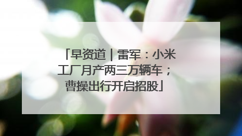 早资道｜雷军：小米工厂月产两三万辆车；曹操出行开启招股