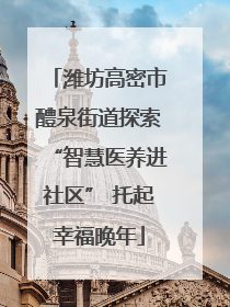潍坊高密市醴泉街道探索“智慧医养进社区” 托起幸福晚年