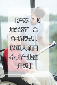 沪苏“飞地经济”合作新模式：以重大项目牵引产业链升级