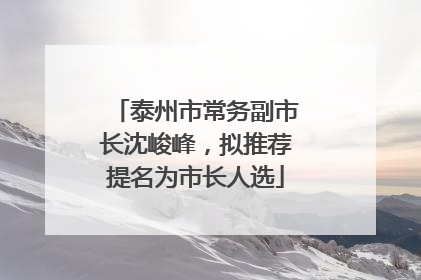 泰州市常务副市长沈峻峰，拟推荐提名为市长人选