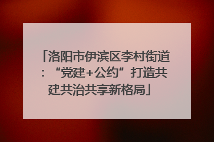 洛阳市伊滨区李村街道：“党建+公约”打造共建共治共享新格局