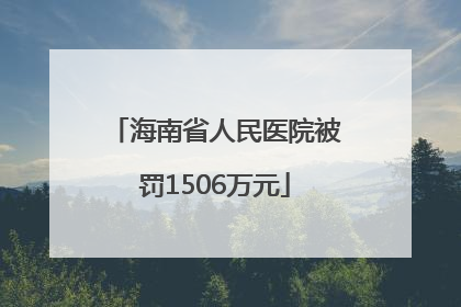 海南省人民医院被罚1506万元