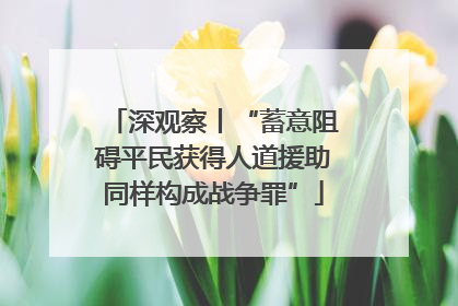 深观察丨“蓄意阻碍平民获得人道援助同样构成战争罪”