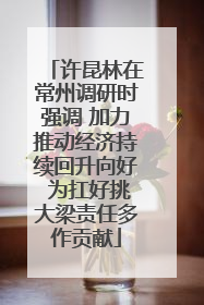 许昆林在常州调研时强调 加力推动经济持续回升向好 为扛好挑大梁责任多作贡献