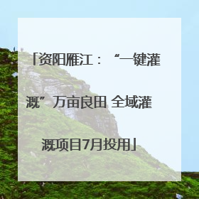 资阳雁江：“一键灌溉”万亩良田 全域灌溉项目7月投用