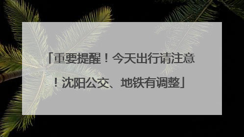 重要提醒！今天出行请注意！沈阳公交、地铁有调整