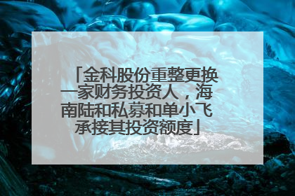 金科股份重整更换一家财务投资人，海南陆和私募和单小飞承接其投资额度