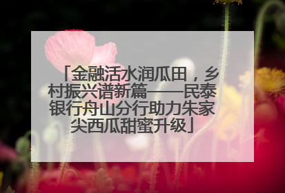 金融活水润瓜田，乡村振兴谱新篇——民泰银行舟山分行助力朱家尖西瓜甜蜜升级