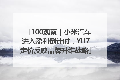 100观察｜小米汽车进入盈利倒计时，YU7定价反映品牌升维战略