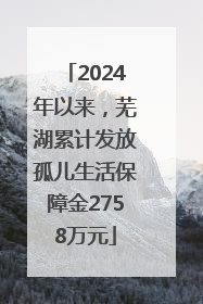 2024年以来，芜湖累计发放孤儿生活保障金2758万元